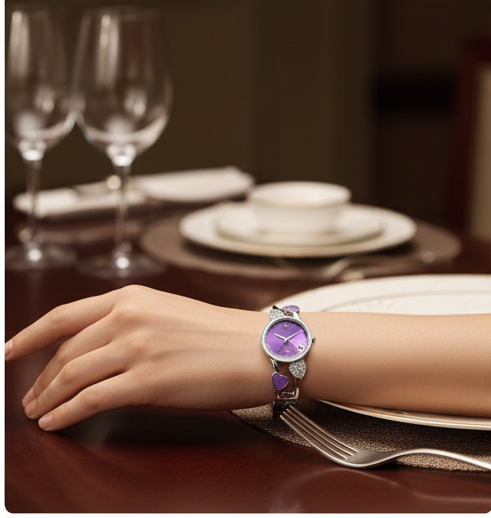 ELEOPTION Elegant Women's Bangle Watch with Rhinestone