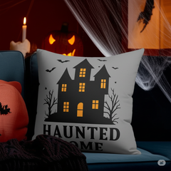 “Haunted Home Halloween Pillow | Cozy Spooky Fall Decorative Cushion”
