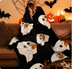 “Ghost & Pumpkin Cozy Plush Fleece Blanket | Cute Halloween Throw 30×40”
