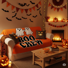 Boo Crew Plush Fleece Blanket 30×40 – Cozy Halloween Ghost Throw