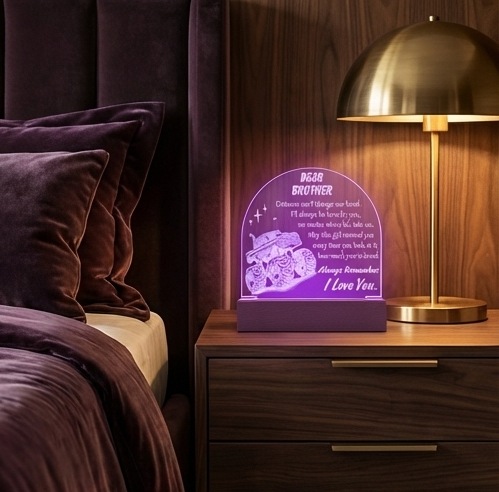 Personalized Brother LED Night Light – “Dear Brother” Acrylic Gift with Monster Truck Design