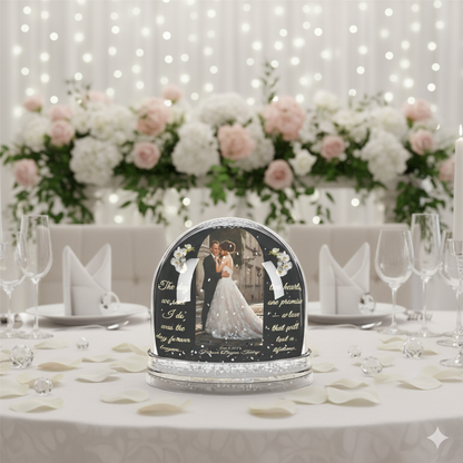 Personalized Wedding Snow Globe – Custom Photo, Quote & Date Keepsake Gift for Couples