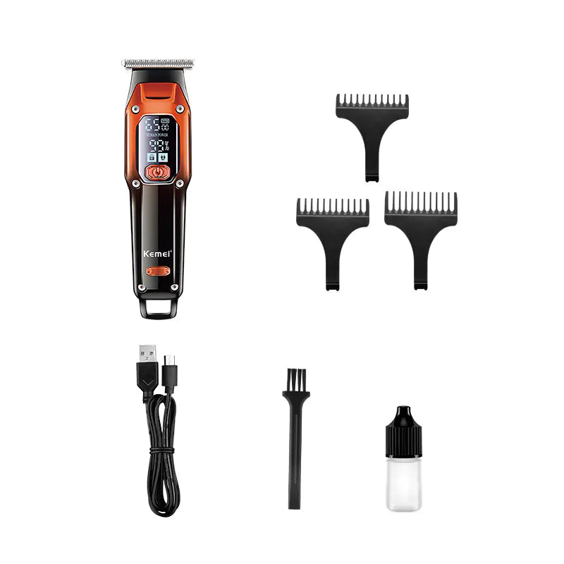 KM-658 LCD Electric Hair Clipper – Professional Cordless Hair Trimmer for Men