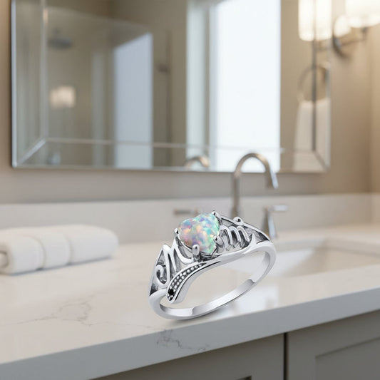 Elegant Opal Heart Ring