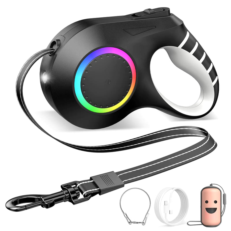LumiFlex 20ft Retractable Dog Leash with Light & Poop Bag Dispenser