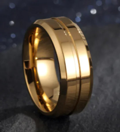 18K Gold-Plated Men's Groove Ring