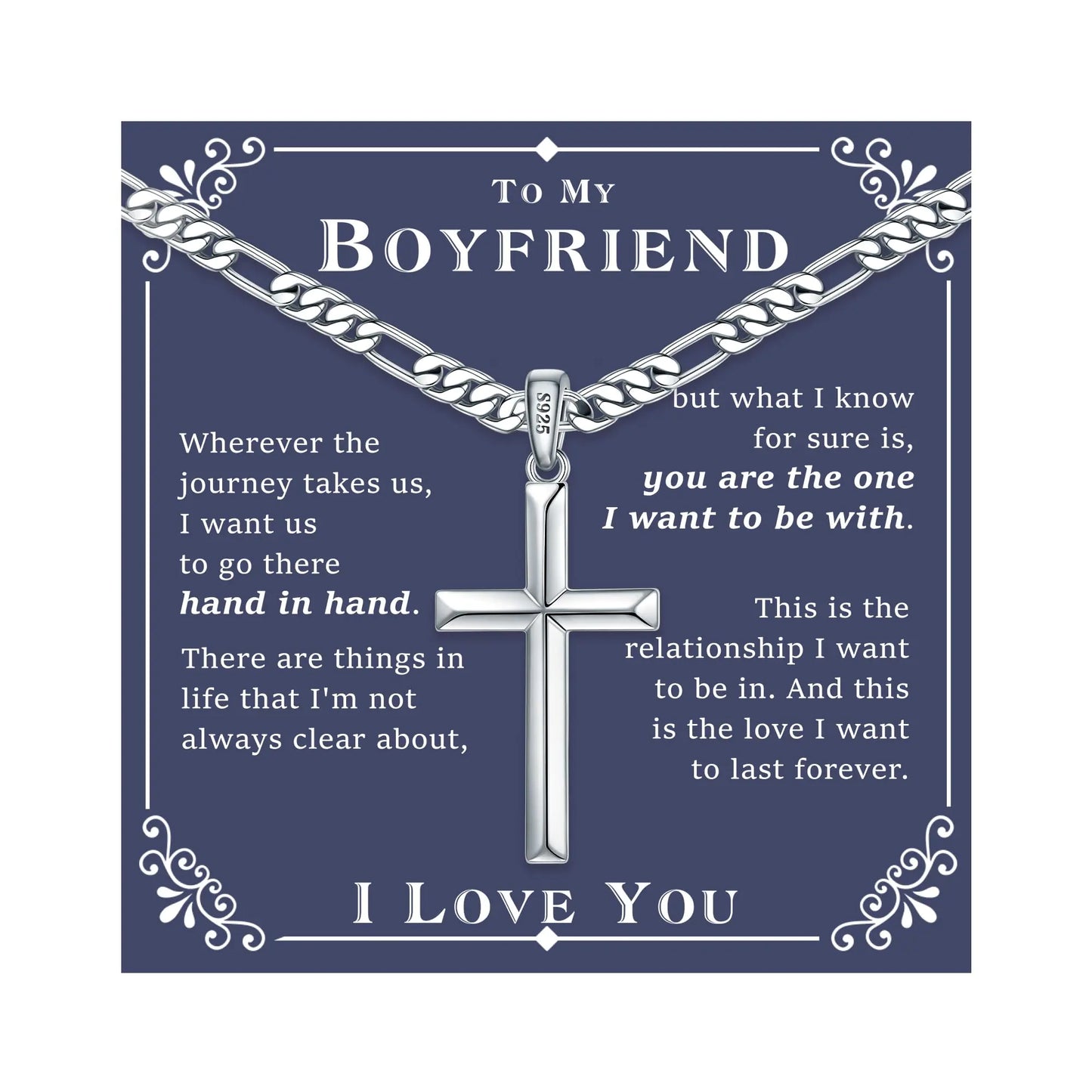 To My Boyfriend Cross Necklace – Meaningful Love Message Gift