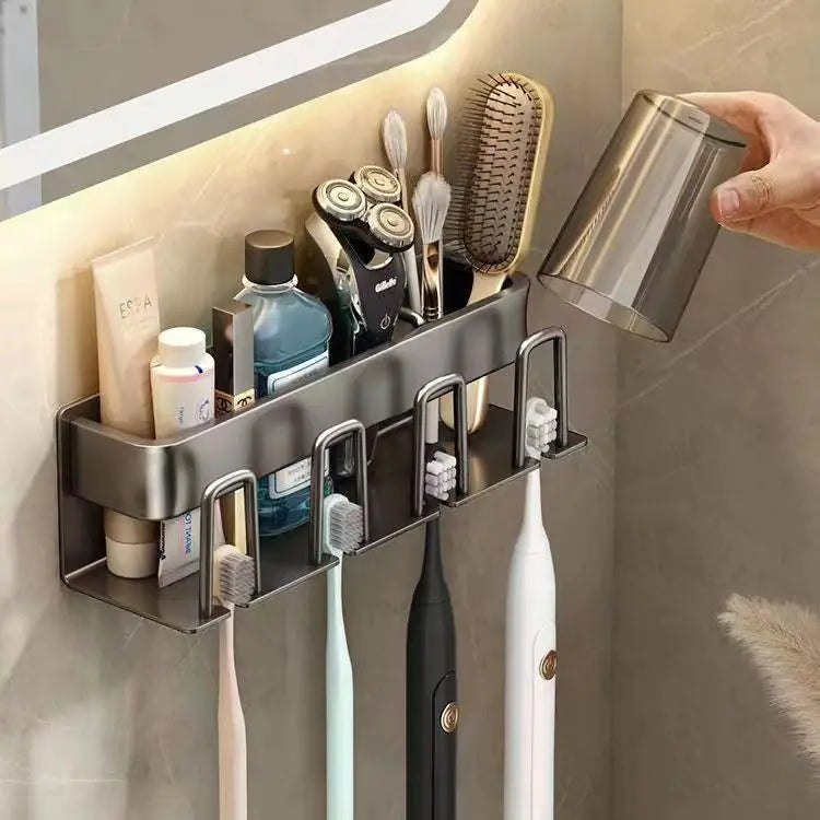 Bathroom Wall Organizer for Toothbrush & Cup