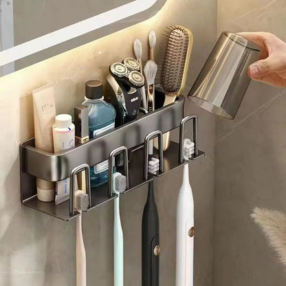 Bathroom Wall Organizer for Toothbrush & Cup