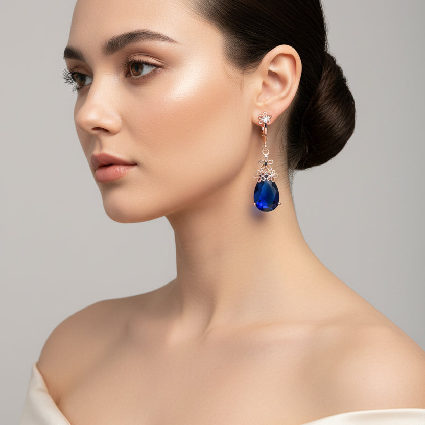 Elegant Zircon Teardrop Chinese Knot Earrings