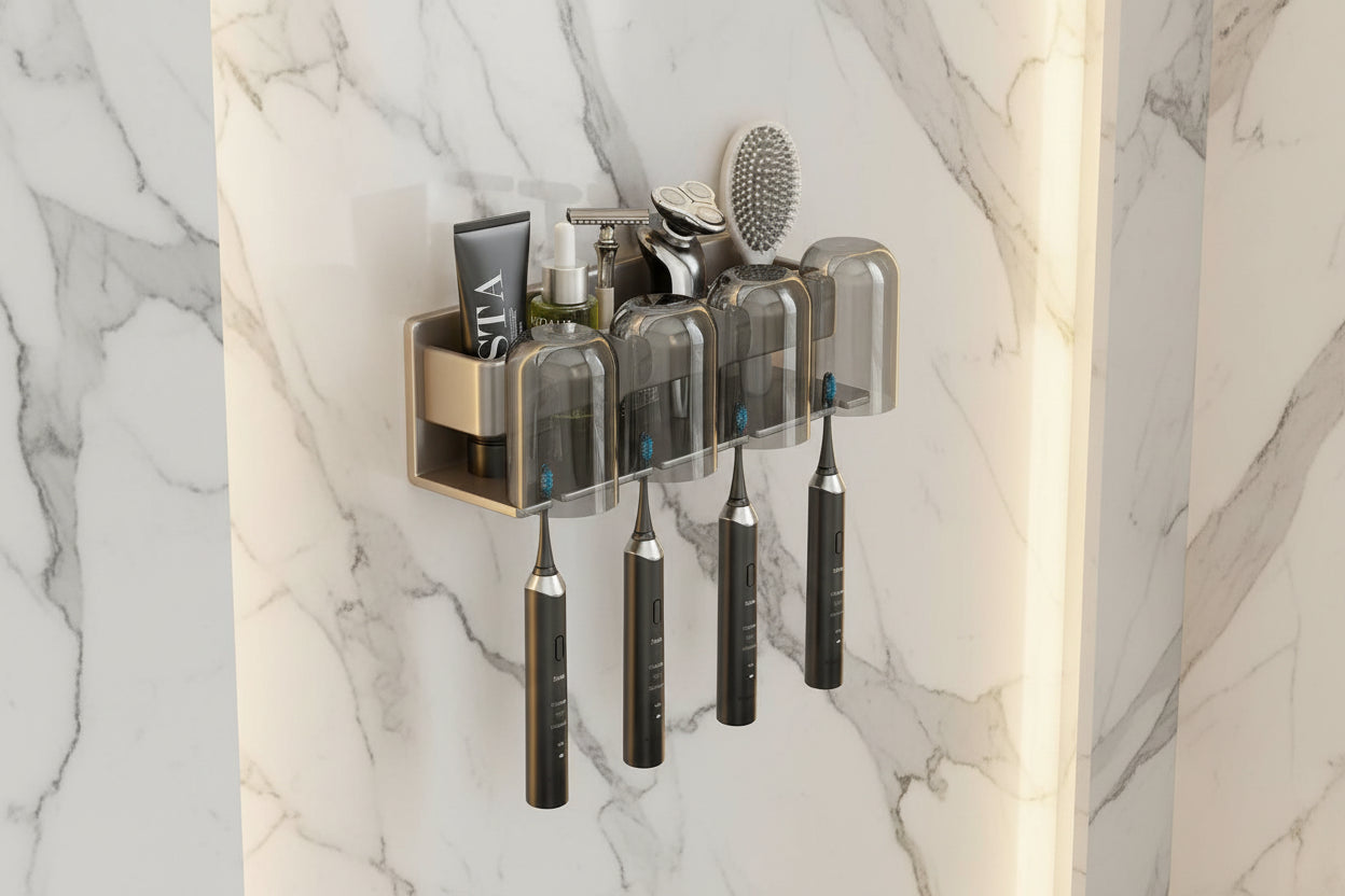 Bathroom Wall Organizer for Toothbrush & Cup