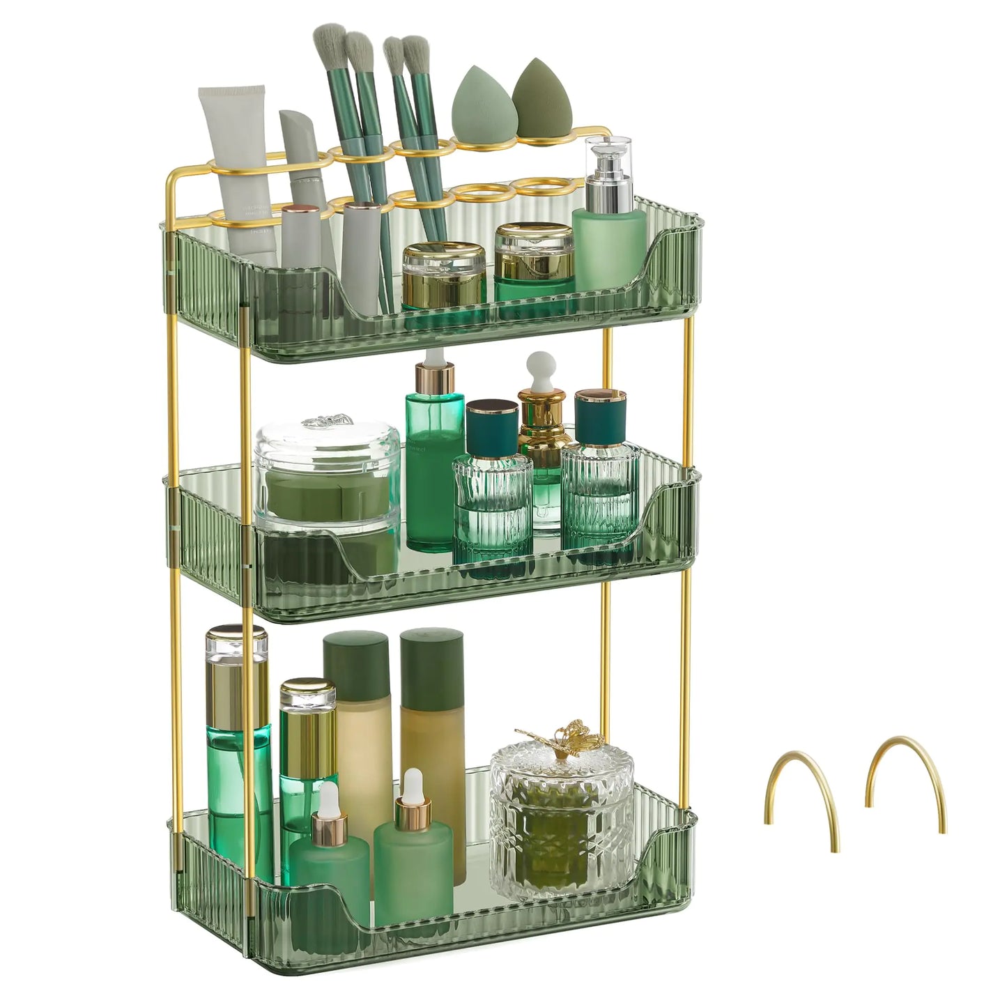 SONGMICS 3-Tier Vanity Organizer with Accessories - Pale Green