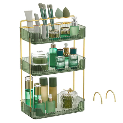 SONGMICS 3-Tier Vanity Organizer with Accessories - Pale Green