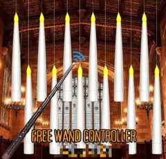 Magic Glow Floating Candles with Wand Remote – Flameless LED Halloween & Party Decor