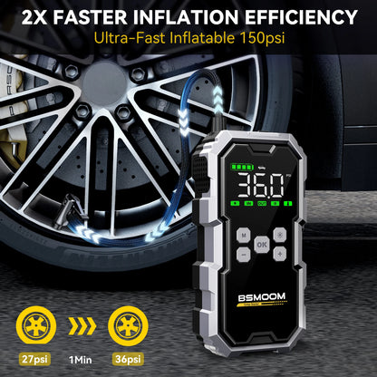BSMOOM 7000A Car Jump Starter with 150PSI Air Pump – Portable Power Bank, Emergency Booster | UniqSnaz