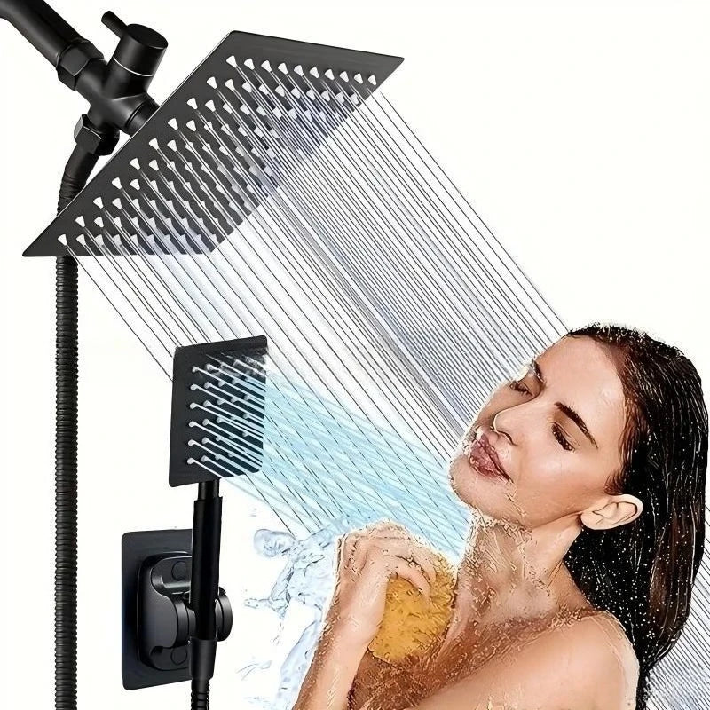 8 Inch Rain Shower Head Set – High Pressure Handheld & Overhead Combo | UniqSnaz