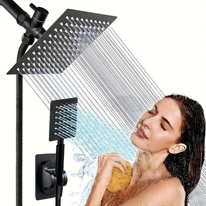 8 Inch Rain Shower Head Set – High Pressure Handheld & Overhead Combo | UniqSnaz