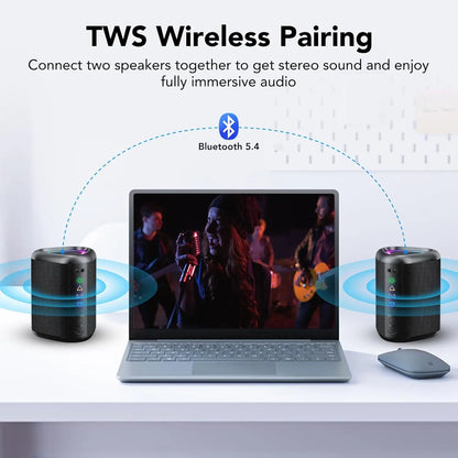 Portable Bluetooth Speaker with Lights – Powerful Bass, IPX7 Waterproof, 24H Playtime, TWS Pairing | UniqSnaz