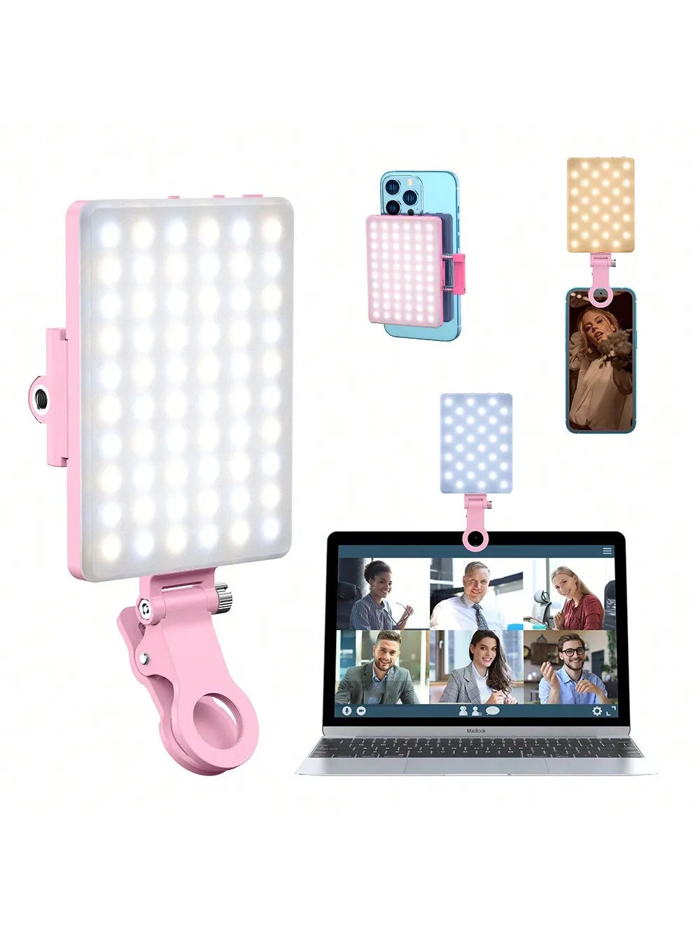 Dual-Clip Selfie Light for Phone, Laptop & Tablet – 3-Mode Adjustable LED Ring Light