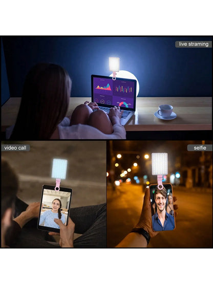 Dual-Clip Selfie Light for Phone, Laptop & Tablet – 3-Mode Adjustable LED Ring Light