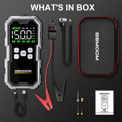 BSMOOM 7000A Car Jump Starter with 150PSI Air Pump – Portable Power Bank, Emergency Booster | UniqSnaz