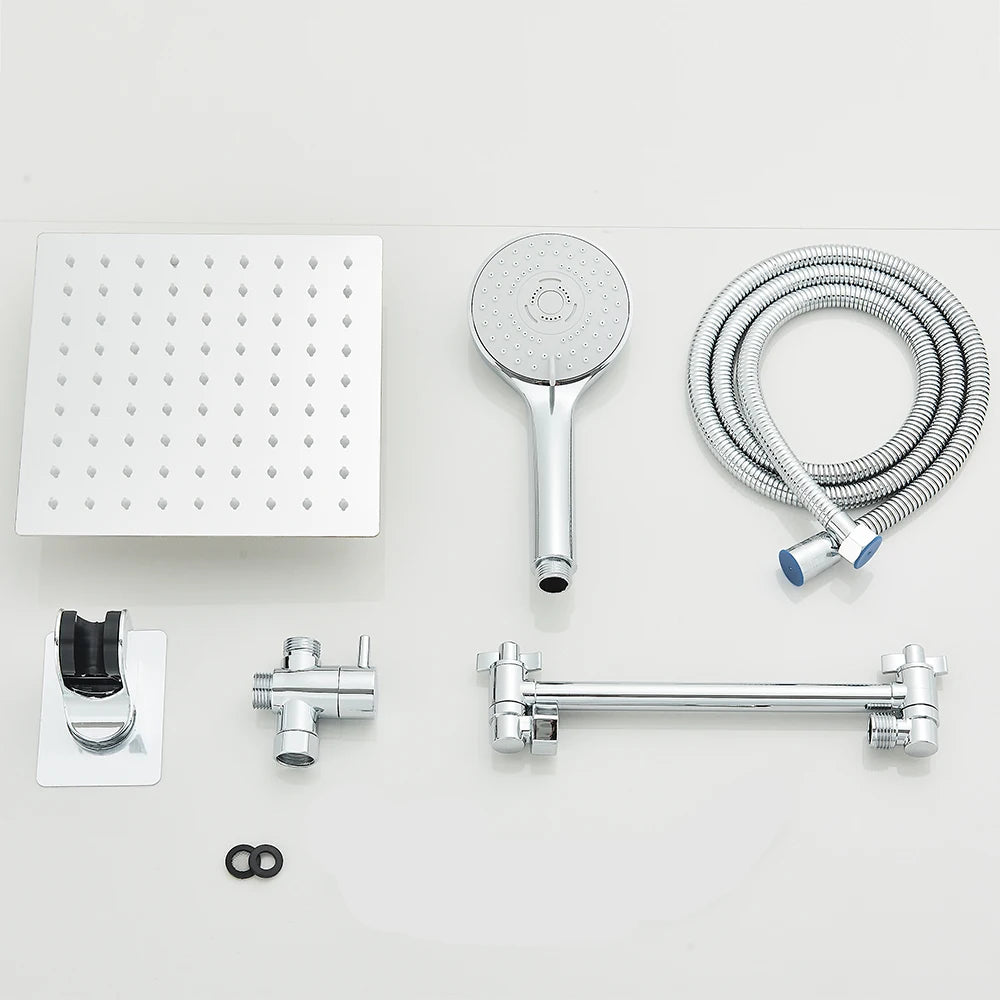Shower Head Combo 8–12 Inch – High Pressure Rain Shower with Adjustable Extension Arm & 3-Way Handheld Spray | UniqSnaz