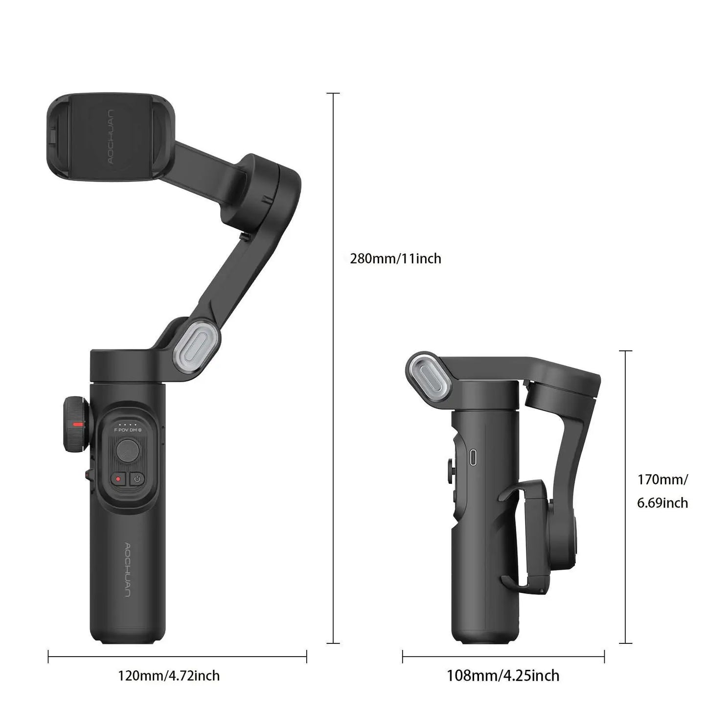 AOCHUAN 3-Axis Handheld Gimbal Stabilizer for Smartphone – Face Tracking, Fill Light, Vlog Smart XE | UniqSnaz
