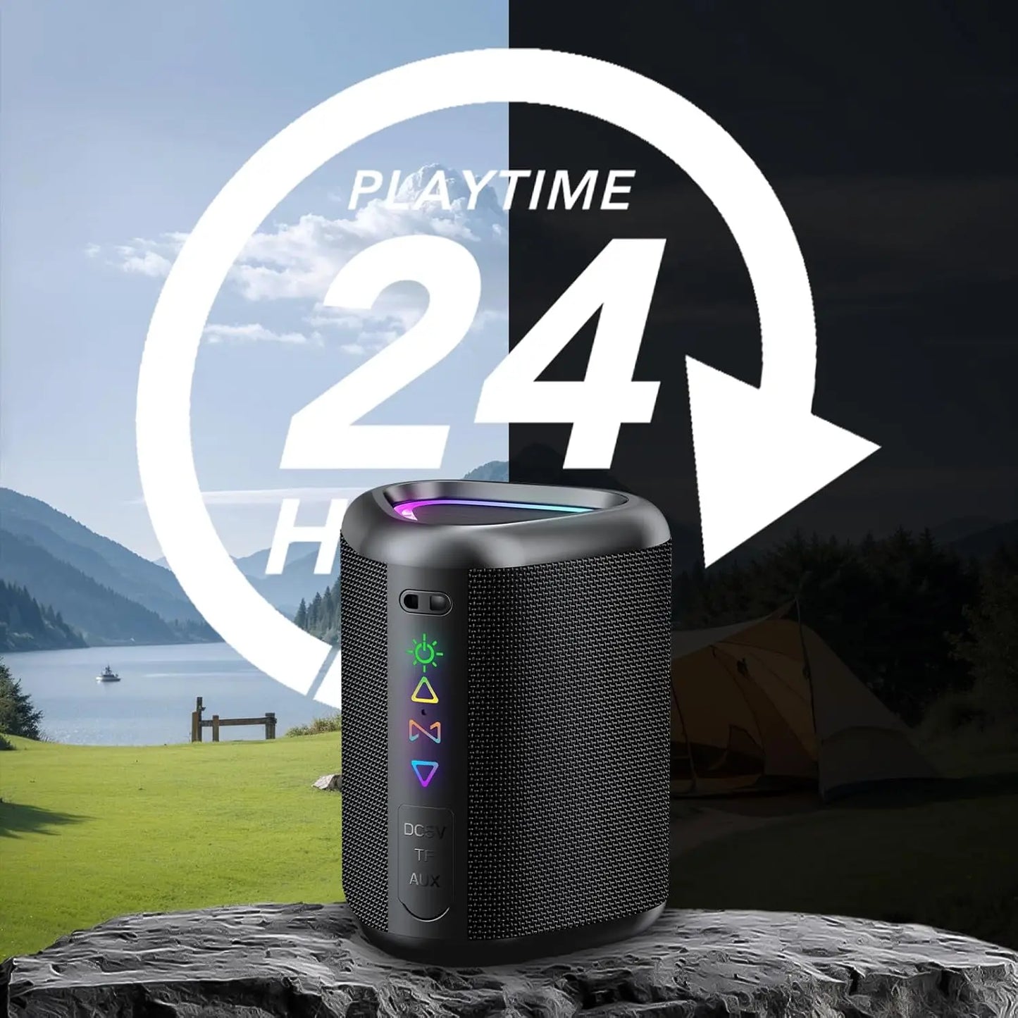 Portable Bluetooth Speaker with Lights – Powerful Bass, IPX7 Waterproof, 24H Playtime, TWS Pairing | UniqSnaz