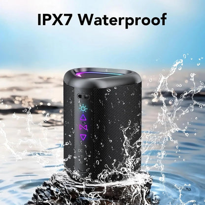 Portable Bluetooth Speaker with Lights – Powerful Bass, IPX7 Waterproof, 24H Playtime, TWS Pairing | UniqSnaz