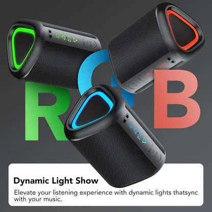 Portable Bluetooth Speaker with Lights – Powerful Bass, IPX7 Waterproof, 24H Playtime, TWS Pairing | UniqSnaz