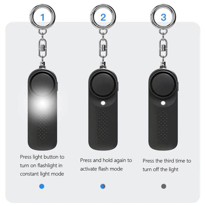 130dB Personal Safety Alarm Keychain – Loud Self-Defense Siren with LED Light (PA-200)