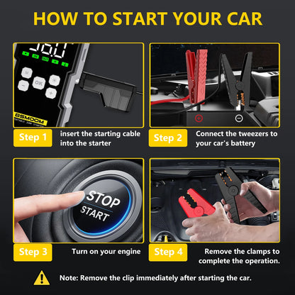 BSMOOM 7000A Car Jump Starter with 150PSI Air Pump – Portable Power Bank, Emergency Booster | UniqSnaz