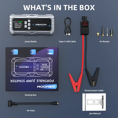 BSMOOM 7000A Car Jump Starter with 150PSI Air Pump – Portable Power Bank, Emergency Booster | UniqSnaz