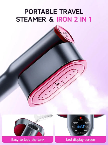 2-in-1 Handheld Steamer & Iron – 1200W Fast Heat-Up Travel Garment Steamer (15s Ready)
