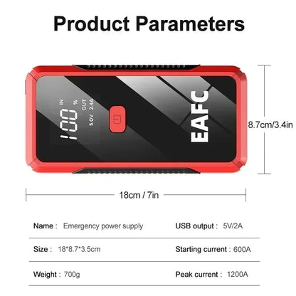 EAFC 12V Car Jump Starter – 600A-2000A Portable Battery Booster, Emergency Power Bank | UniqSnaz