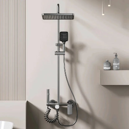 Multifunction Bathroom Shower System Set – Hot & Cold, Rotary Knob, Pressurized Aluminum, Gunmetal Gray | UniqSnaz