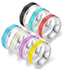 Glowing Heartbeat Stainless Ring