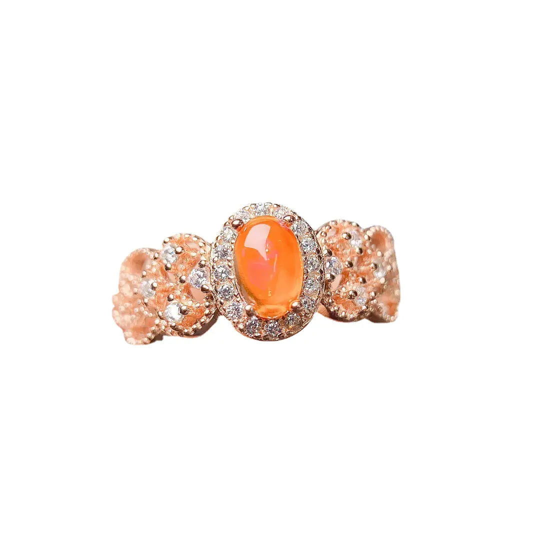Transatlantic Natural Fire Opal Ring – Elegant Fiery Gemstone Statement Ring