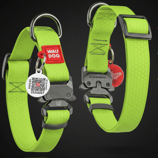 Green Waterproof Adjustable Medium Dog Collar