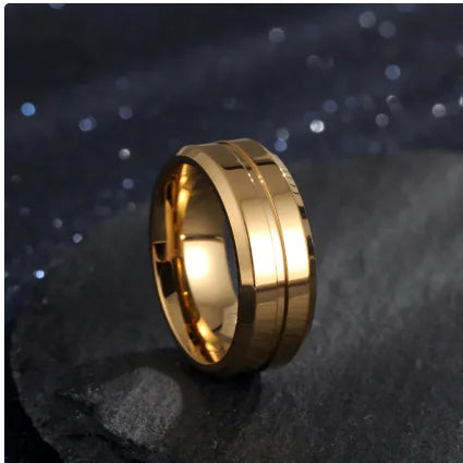 18K Gold-Plated Men's Groove Ring