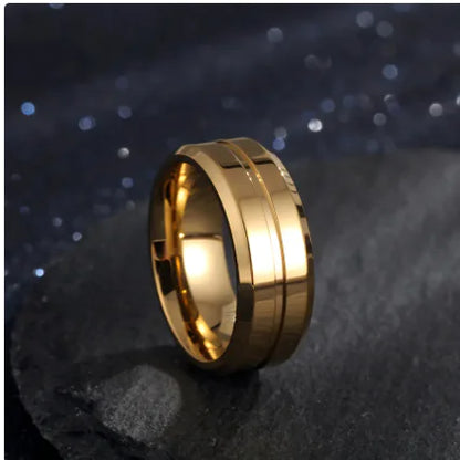 18K Gold-Plated Men's Groove Ring