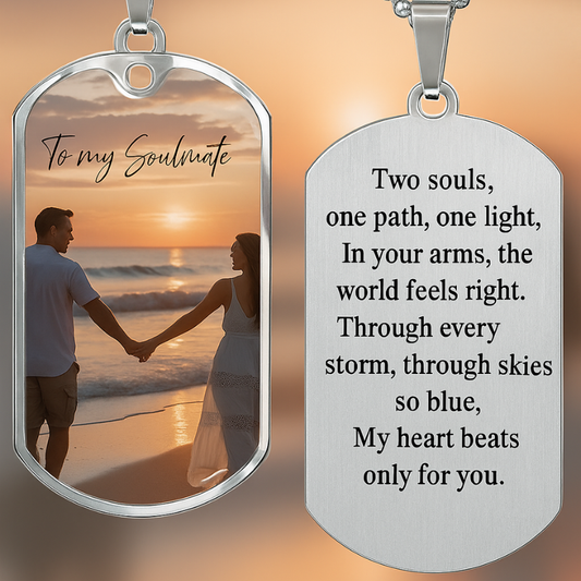 Custom Photo & Engraved Dog Tag Necklace – Personalized Keepsake for Any Loved One