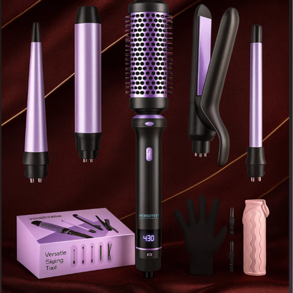 5-in-1 Hairstyling Iron Set with Ceramic Plates and Curling Wands