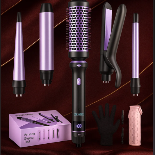 5-in-1 Hairstyling Iron Set with Ceramic Plates and Curling Wands