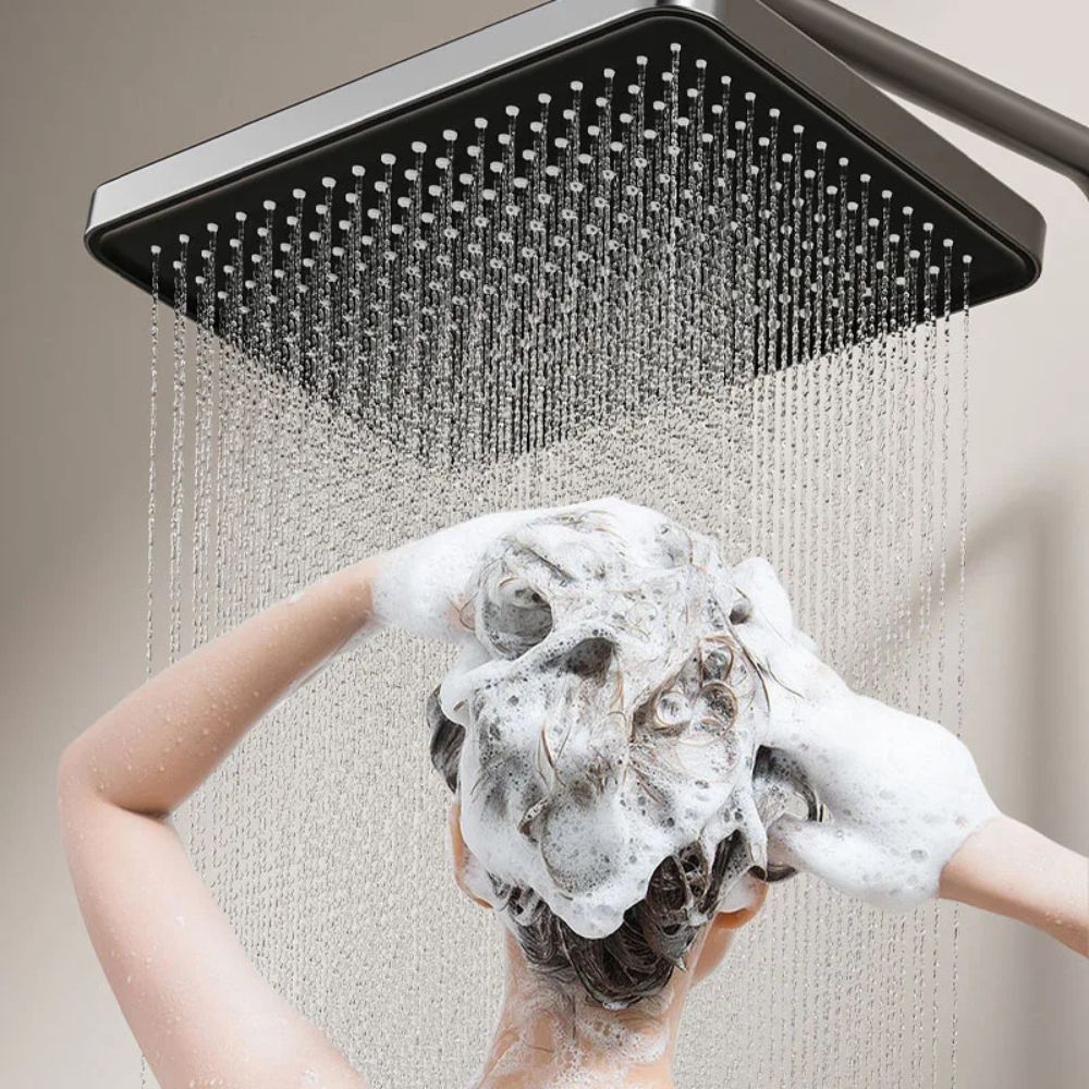 Multifunction Bathroom Shower System Set – Hot & Cold, Rotary Knob, Pressurized Aluminum, Gunmetal Gray | UniqSnaz