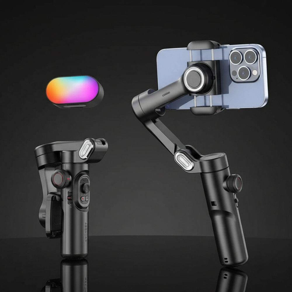 AOCHUAN 3-Axis Handheld Gimbal Stabilizer for Smartphone – Face Tracking, Fill Light, Vlog Smart XE | UniqSnaz