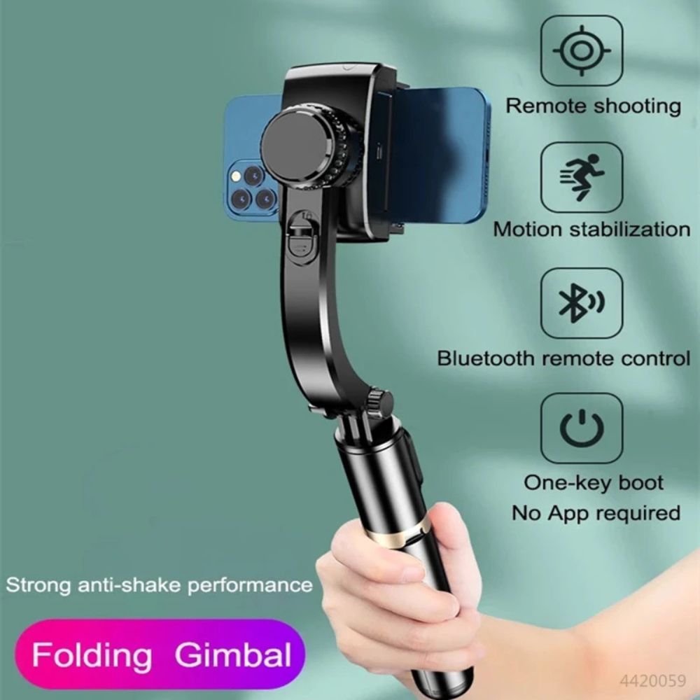 Roreta 2023 Gimbal Stabilizer Selfie Stick – Foldable Wireless Tripod, Bluetooth Shutter, for iOS & Android | UniqSnaz