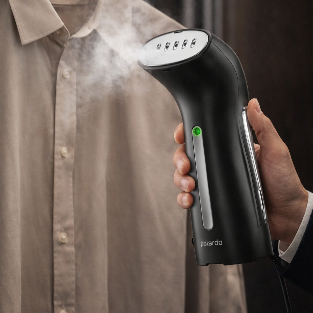 360° Anti-Spill Travel Clothes Steamer – Ultra-Fast Heat-Up, Portable & Powerful Wrinkle Remover