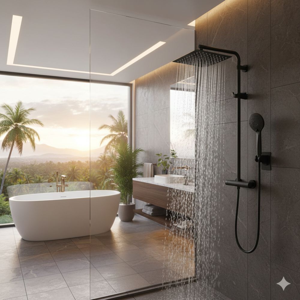 Shower Head Combo 8–12 Inch – High Pressure Rain Shower with Adjustable Extension Arm & 3-Way Handheld Spray | UniqSnaz