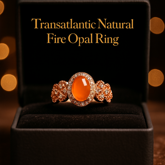 Transatlantic Natural Fire Opal Ring – Elegant Fiery Gemstone Statement Ring